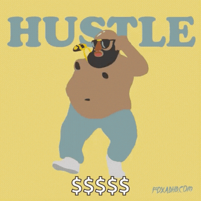 Cartoon Man Holding Banana With Hustle GIF