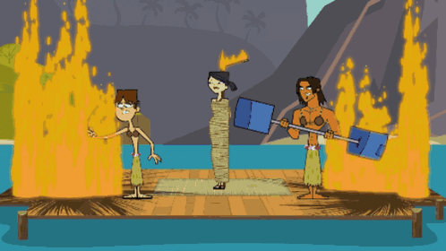 Cartoon Man Holding Bar With Blue Flag GIF
