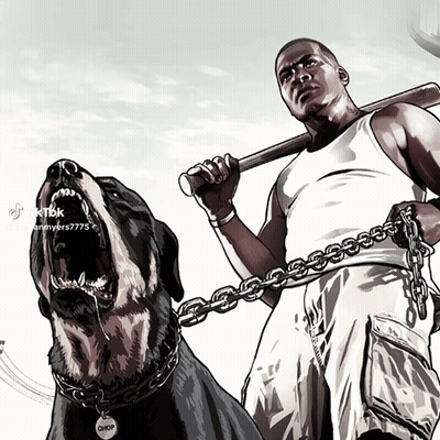 Cartoon Man Holding Bat And Dog On Leash Saying Chop GIF