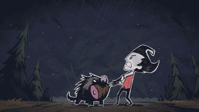 Cartoon Man Holding Bone Next To Dog GIF