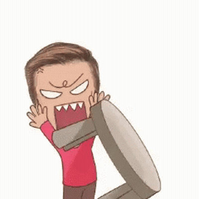 Cartoon Man Holding Chair With Open Mouth GIF