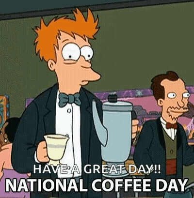 Cartoon Man Holding Coffee And Kettle GIF