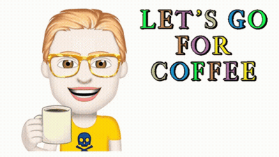 Cartoon Man Holding Coffee Let's Go For Coffee GIF