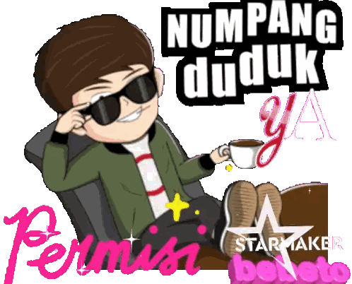 Cartoon Man Holding Coffee Numpang Duduk Sticker
