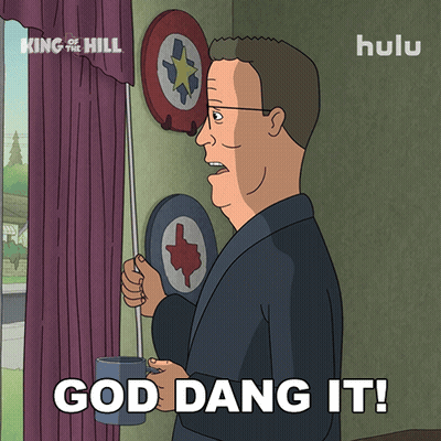 Cartoon Man Holding Cup Saying God Dang It GIF