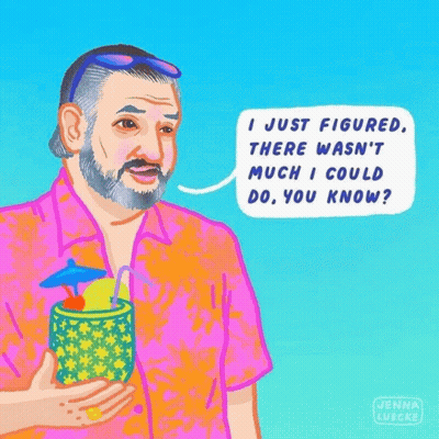 Cartoon Man Holding Drink Talking About Volunteering At Warming Center GIF