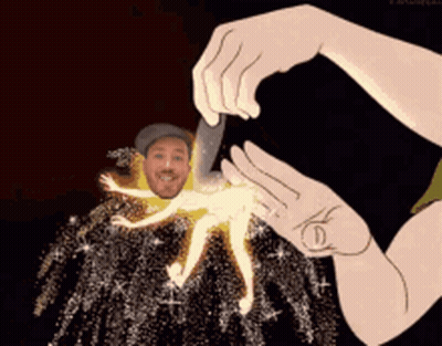 Cartoon Man Holding Fairy GIF