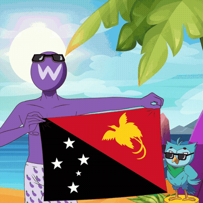 Cartoon Man Holding Flag With Bird GIF