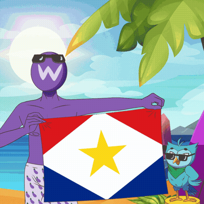 Cartoon Man Holding Flag With Yellow Star GIF