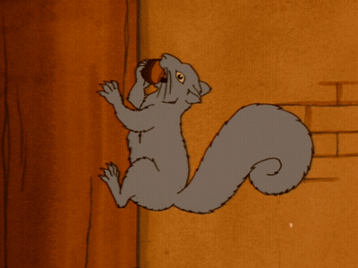 Cartoon Man Holding Flashlight Beside Squirrel GIF