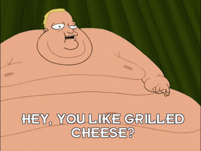 Cartoon Man Holding Grilled Cheese GIF