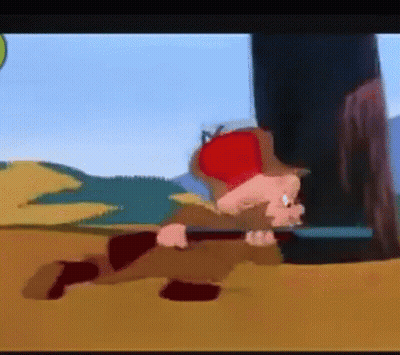Cartoon Man Holding Gun In Field GIF