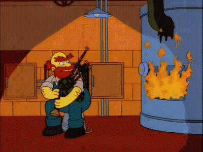 Cartoon Man Holding Gun In Front Of Fire Hydrant GIF