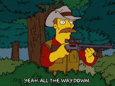 Cartoon Man Holding Gun Saying Yeah All The Way Down GIF