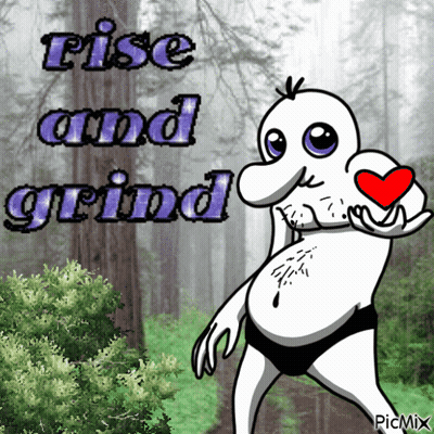 Cartoon Man Holding Heart Rise And Grind GIF