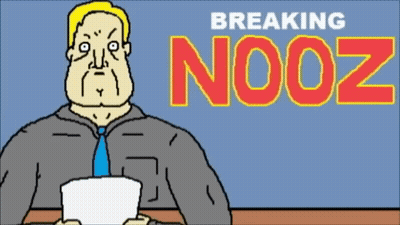 Cartoon Man Holding Paper Saying Breaking Nooz GIF