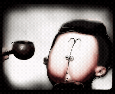 Cartoon Man Holding Pipe With Question Mark GIF