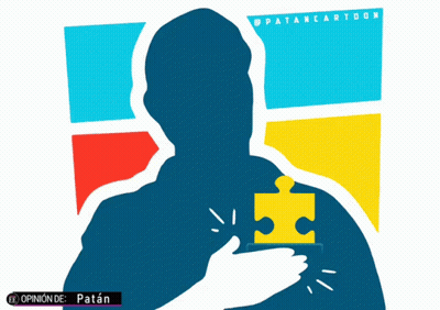 Cartoon Man Holding Puzzle Piece GIF