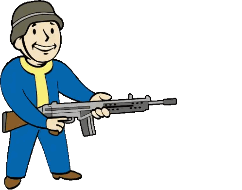 Cartoon Man Holding Rifle With Red Muzzle Flash Sticker