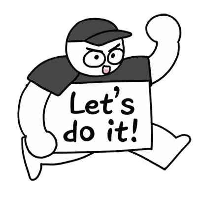 Cartoon Man Holding Sign Saying Let's Do It Sticker