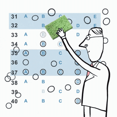 Cartoon Man Holding Sponge In Front Of Numbers GIF