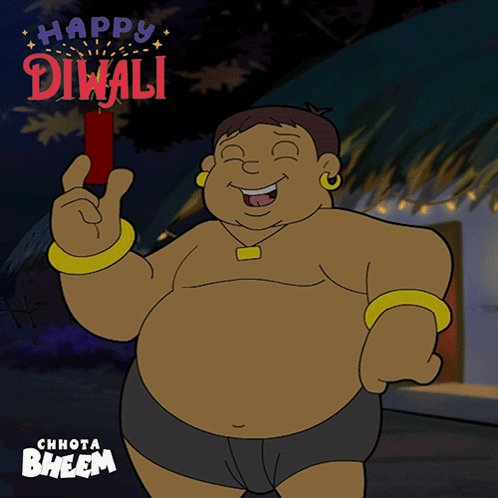 Cartoon Man Holding Star With Happy Diwali GIF