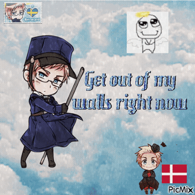 Cartoon Man Holding Stick Saying Get Out Of My Walls Right Now GIF