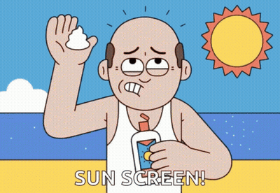 Cartoon Man Holding Sunscreen GIF