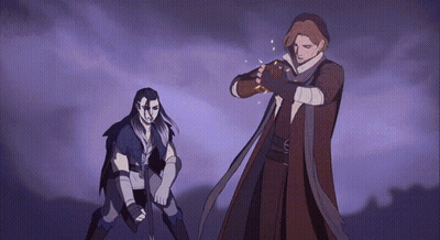 Cartoon Man Holding Sword And Another Man GIF
