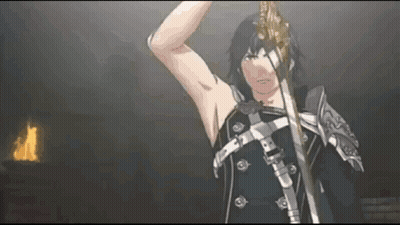 Cartoon Man Holding Sword GIF
