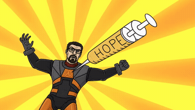 Cartoon Man Holding Syringe Saying Hope GIF