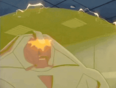 Cartoon Man Holding Torch GIF