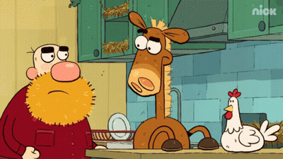 Cartoon Man Horse And Chicken With Nick GIF