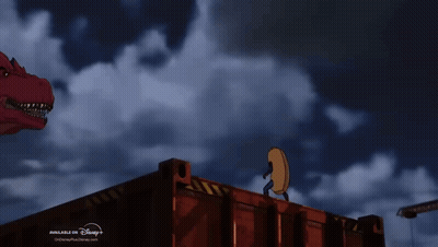 Cartoon Man Hugging Dinosaur GIF