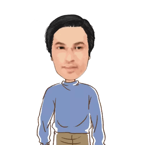 Cartoon Man In Blue Sweater And Khaki Pants Sticker