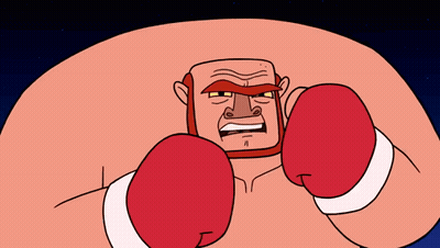 Cartoon Man In Boxing Gloves And Black Glove GIF