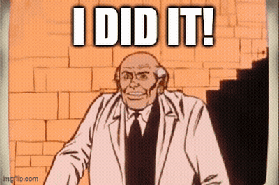 Cartoon Man In Front Of Brick Wall Saying I Did It GIF