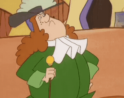 Cartoon Man In Green Suit Holding Cane And Microphone GIF