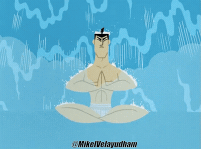 Cartoon Man In Lotus Position With @Mikelvelayudham GIF