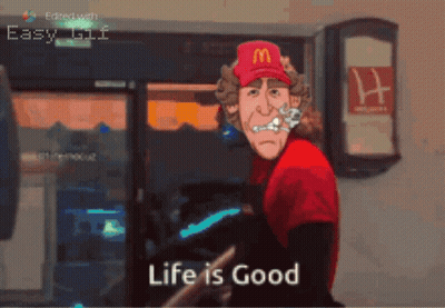 Cartoon Man In McDonald's Hat Says Life Is Good GIF