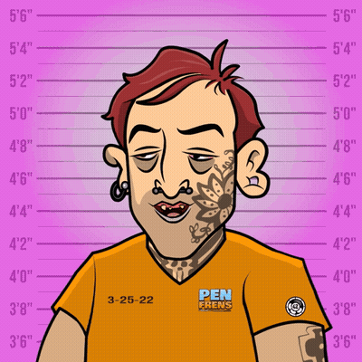 Cartoon Man In Orange Shirt Saying Pen Frens GIF