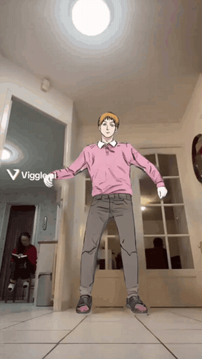 Cartoon Man In Pink Sweater And Gray Pants GIF