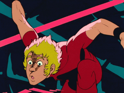 Cartoon Man In Red Shirt Flying Through Air GIF