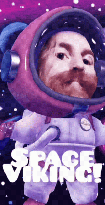 Cartoon Man In Space Suit Says Space Vikings GIF