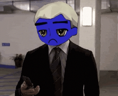 Cartoon Man In Suit And Tie With Blue Face GIF