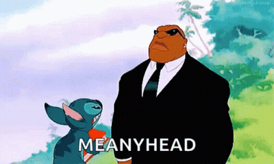 Cartoon Man In Suit Next To Meanyhead Stitch GIF