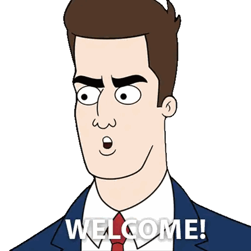 Cartoon Man In Suit Smiling Welcome Sticker