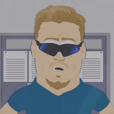 Cartoon Man in Sunglasses and Blue Shirt Says Oh Dude