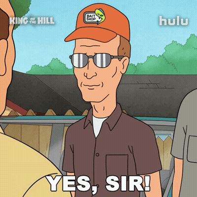 Cartoon Man In Sunglasses And Orange Hat Saying Bait Shop GIF