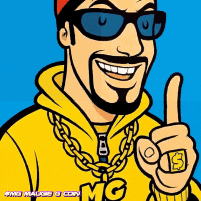 Cartoon Man In Sunglasses And Yellow Jacket Saying MG GIF
